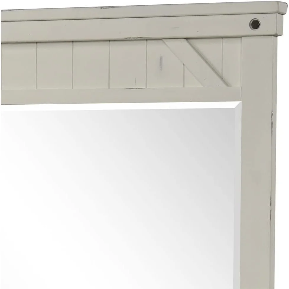 Bernards Spruce Creek Beveled Distressed Dresser Mirror - Antique white
