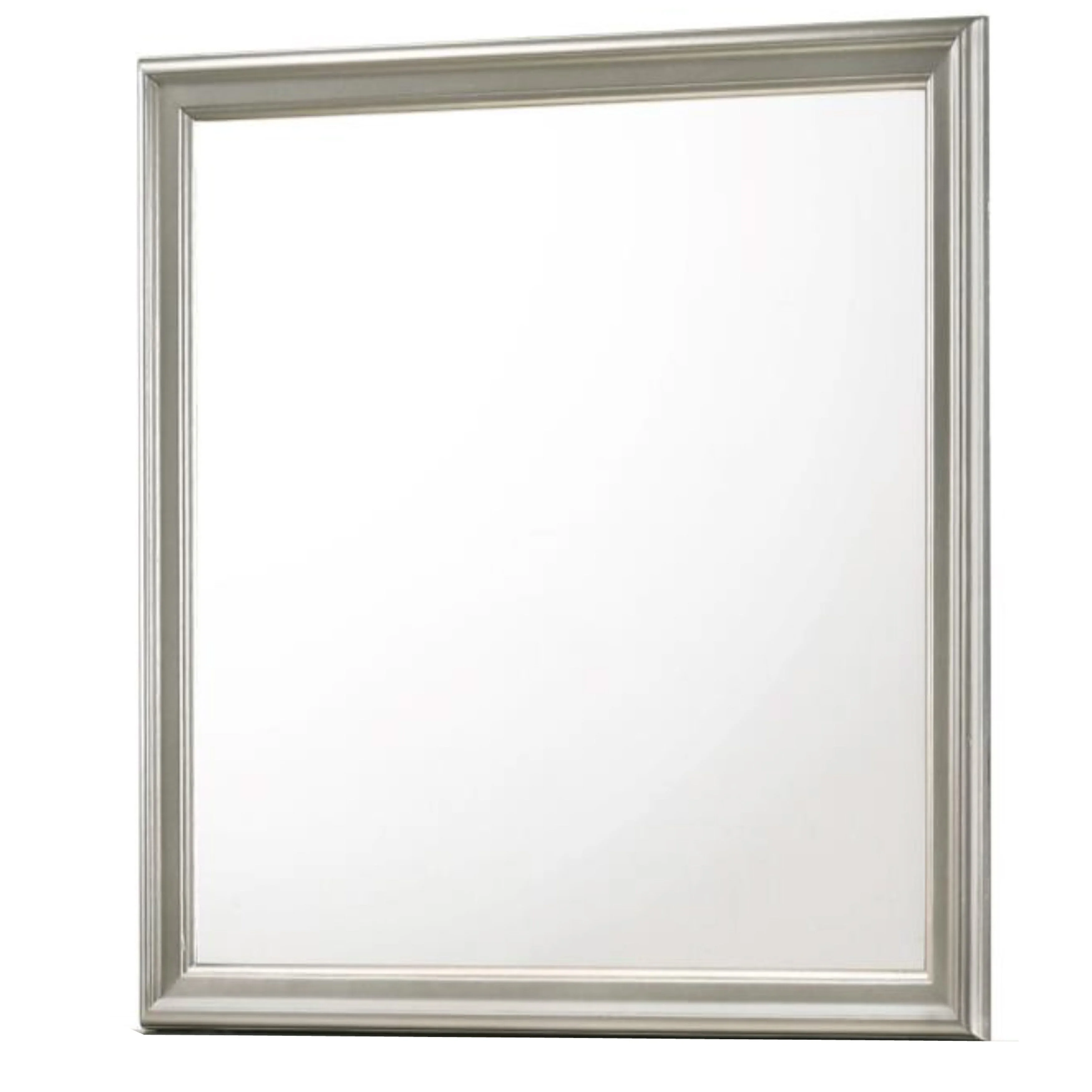 Rectangular Molded Wooden Frame Dresser Top Mirror, Antique Silver