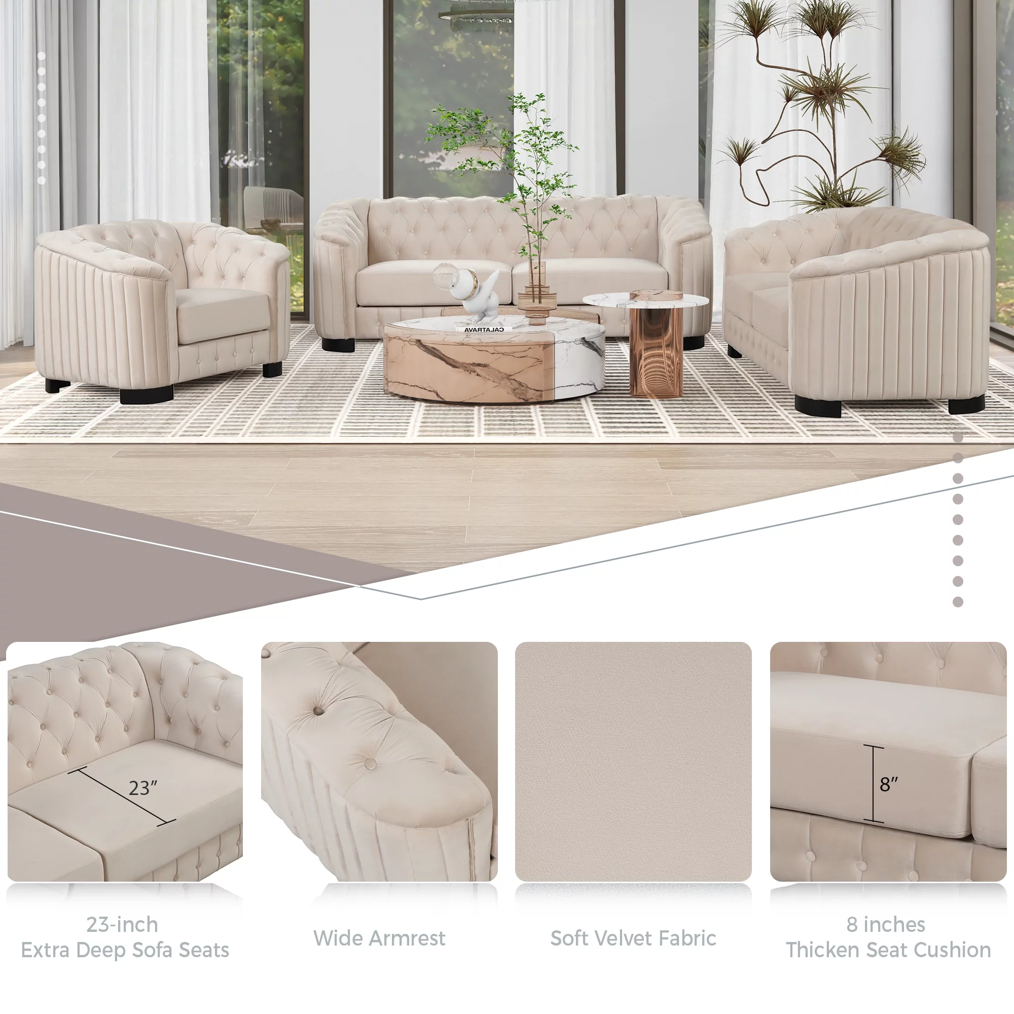 Euroco Modern Single Sofa Chair with Thick Removable Seat Cushion, 41.5