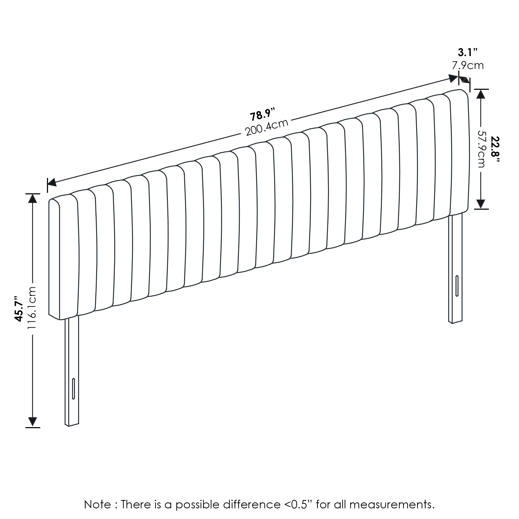 Furinno Roanne Upholstered Tufted Headboard, Glacier, King