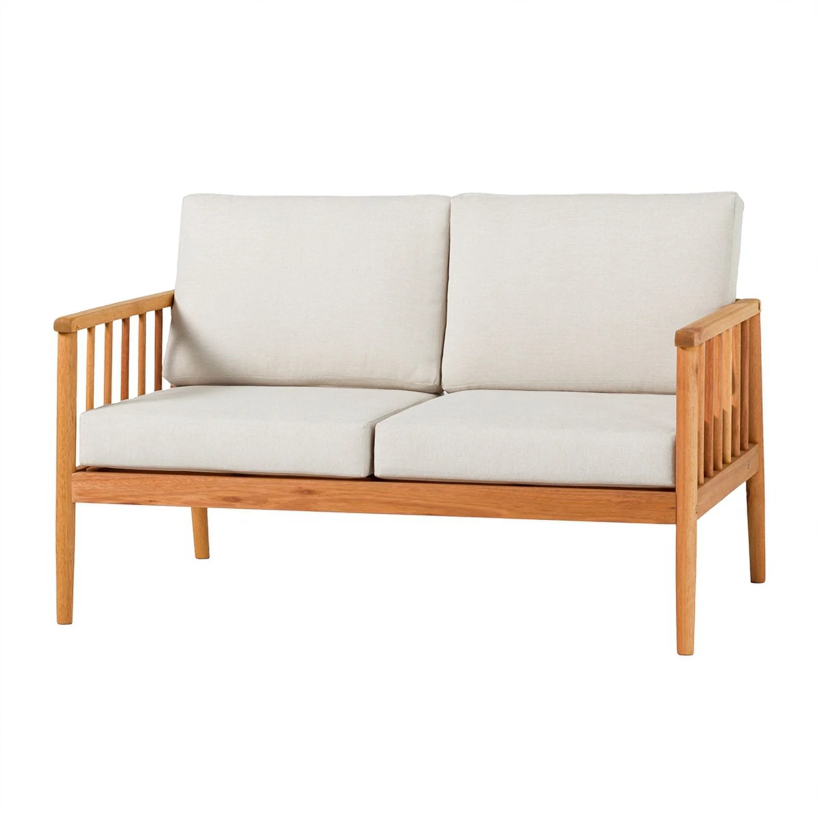 Modern Outdoor Solid Wood Spindle Style Double Lounge - Natural