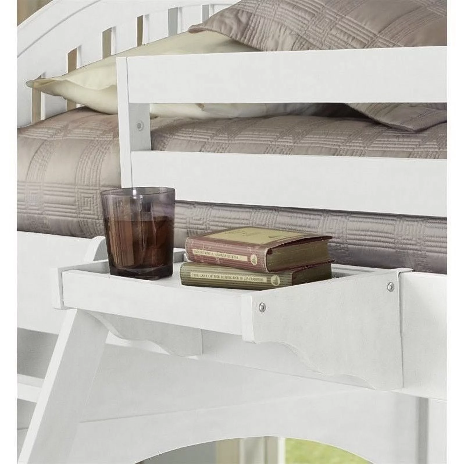 NE Kids Lake House Full Loft Bed with Hanging Shelf in White