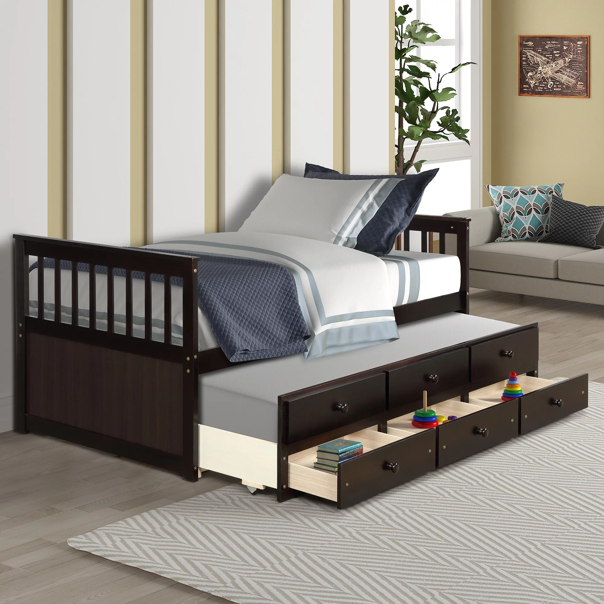 Clihome  Captain's Bed Twin Daybed White