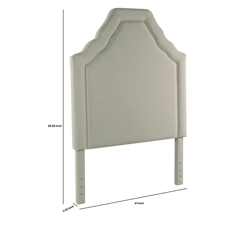 Benjara Wood and Fabric Twin Size Headboard with Curved Silhouette, Gray