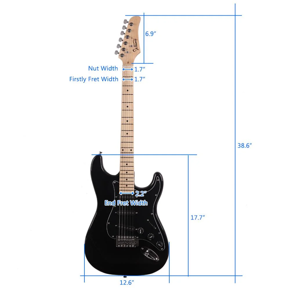 Glarry Right Handed Basswood Beginner Electric Guitar Black