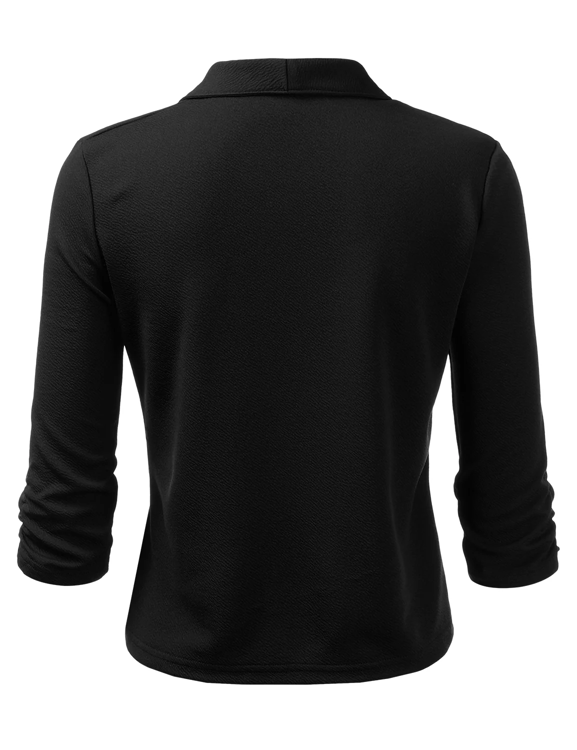 Doublju Women's Ruched 3/4 Sleeve Open Front Blazer Jacket with Plus Size