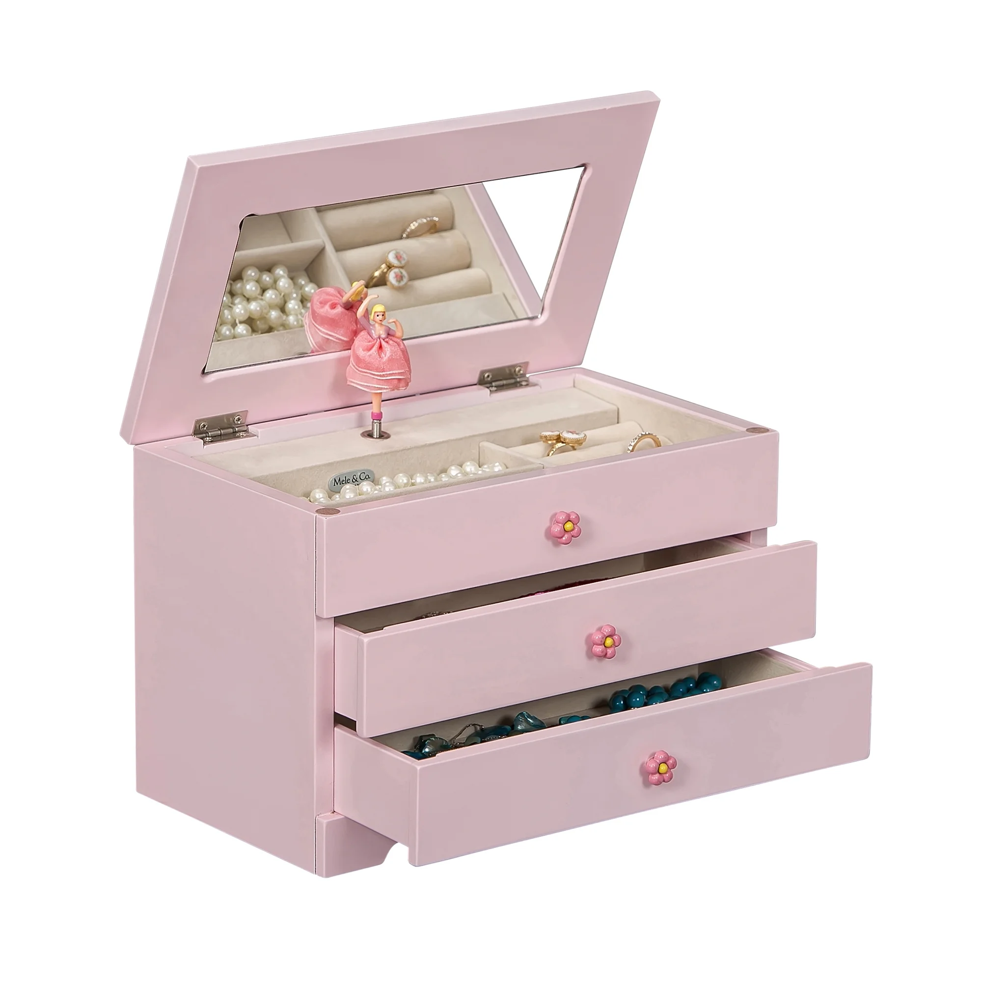 Mele Designs Hildy Wooden Musical Ballerina Jewelry Box in Pink for women