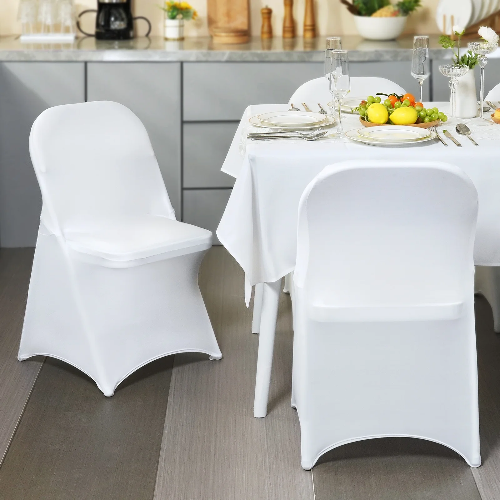 SKYSHALO 30 PCS Stretchy Spandex Polyester Chair Cover Dinning Event Slipcover For Wedding Party Banquet Catering Decoration