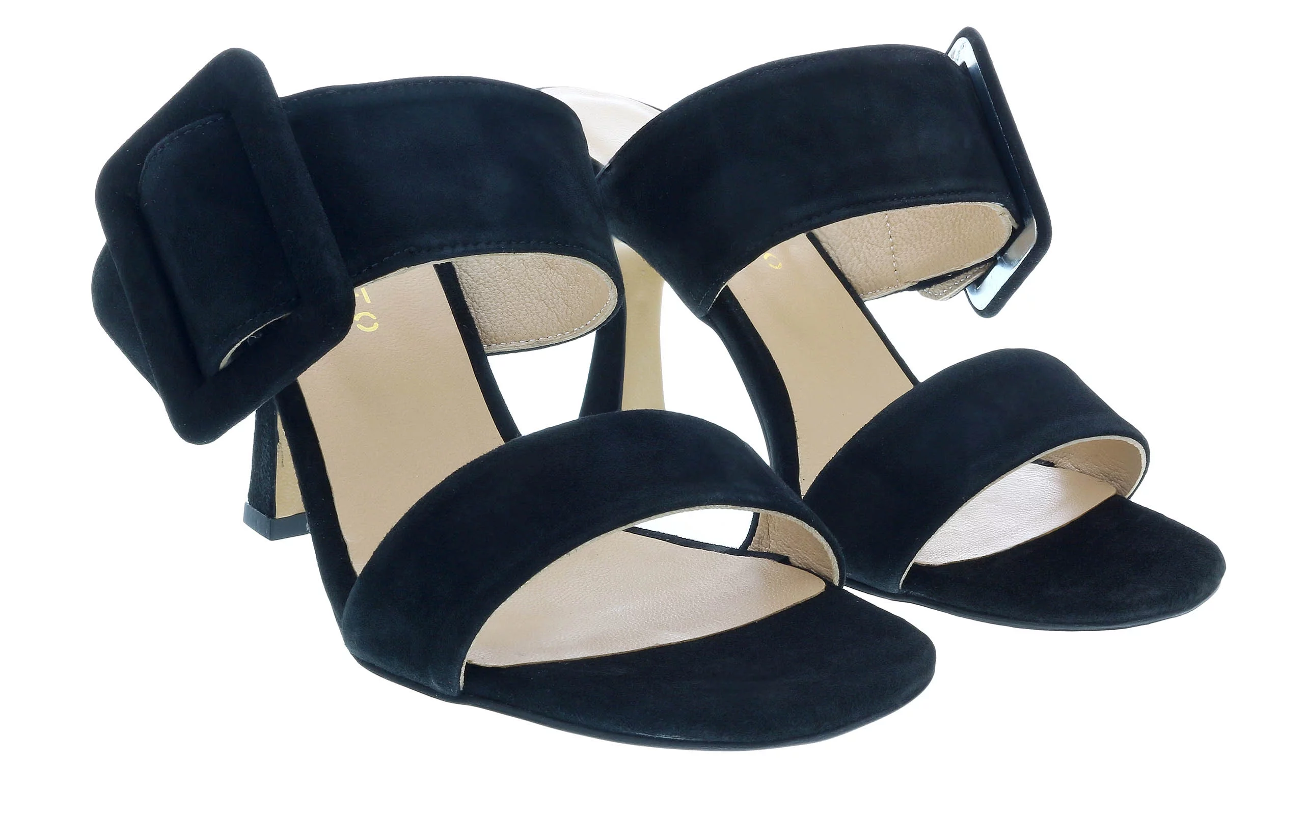 Ventutto Black Wide Buckle High Heel Slide-8 for womens