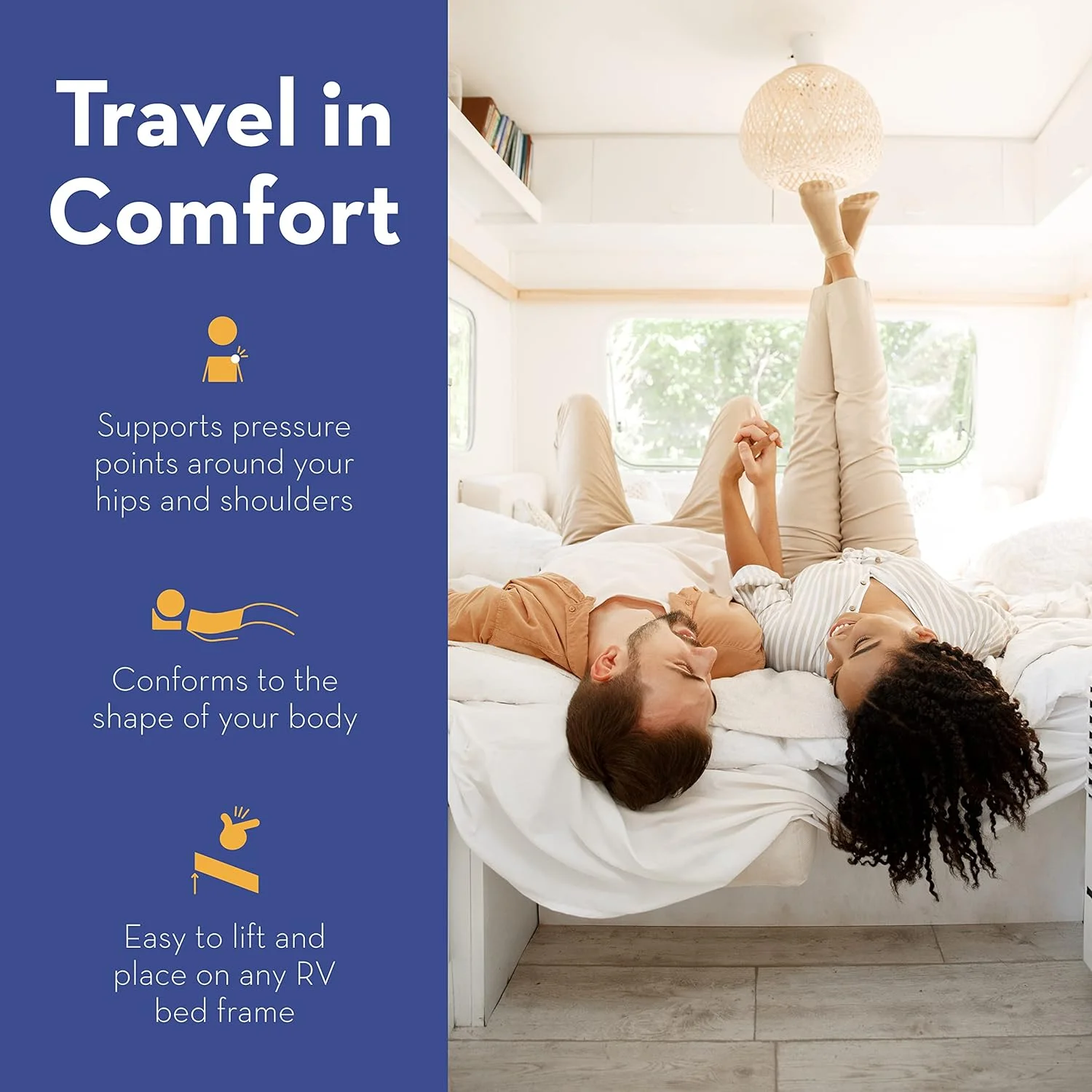 Short Full Mattress for RV Camper, 6-Inch Memory Foam RV Mattress - CertiPUR-US Certified RV Mattress for a Comfortable Sleep - Open Cell Foam Trailer Bed Mattresses (48” x 75”)