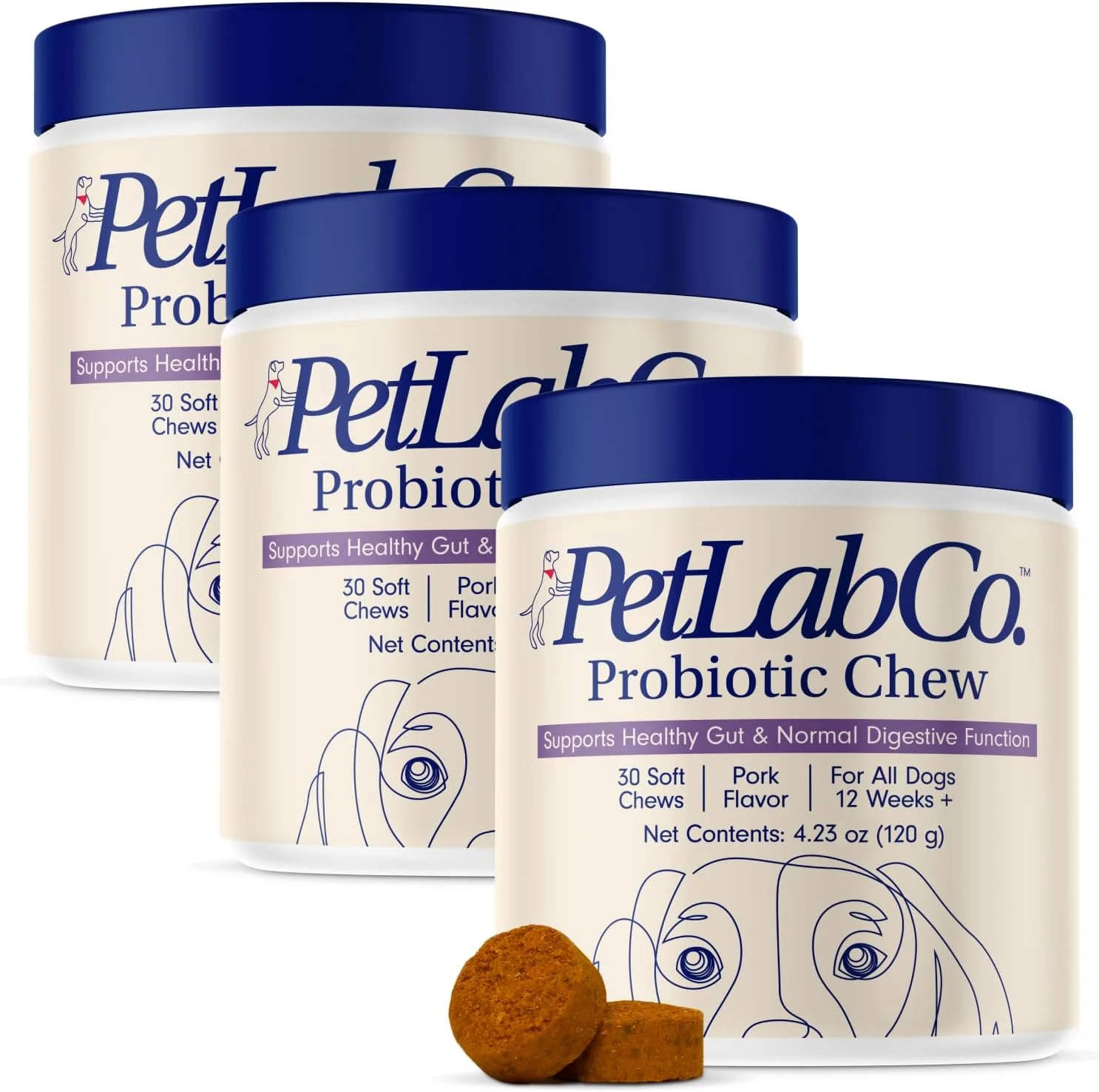 PetLab Co. Probiotics for Dogs Support Gut Health Diarrhea Digestive Health & Seasonal Allergies - Salmon Flavor - 30 Soft Chews