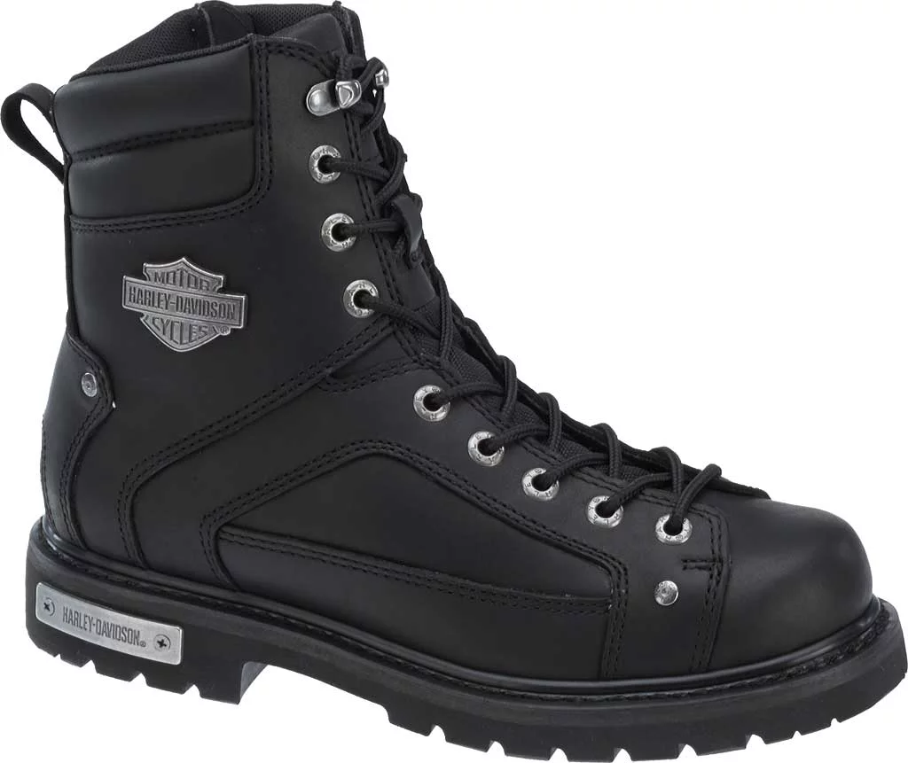 Harley-Davidson Men's Abercorn 7-Inch Black Motorcycle Lace Boots. D93340 BLACK