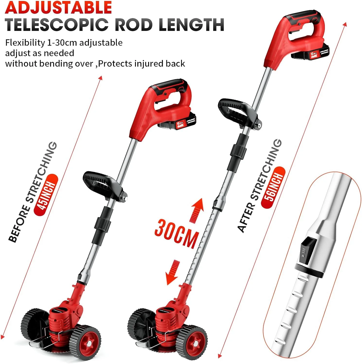 Electric Cordless Weed Wacker, 3-in-1 Small Lightweight Push Lawn Mower Edger Lawn Tool, Grass Trimmer Brush Cutter with 3 Types Blades and 2Pcs 2Ah Rechargeable Battery Powered for Garden Yard