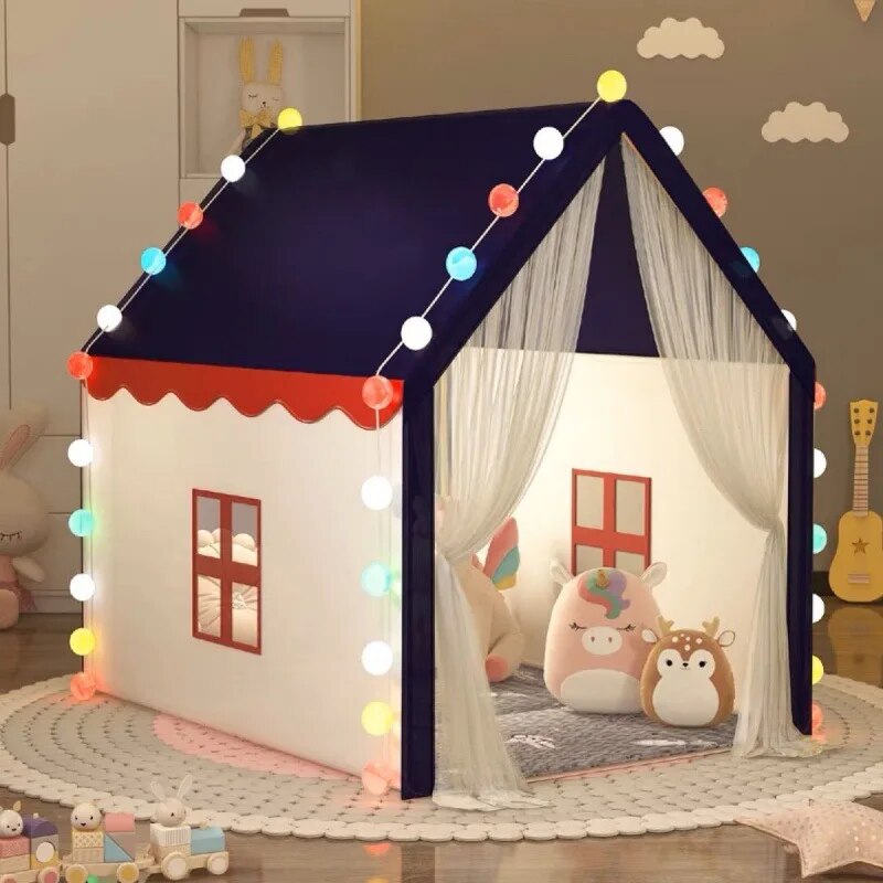 Portable Baby Play House Children Tent Teepee Tent Enfant Kids Tent Pink Blue Kids Play House Indoor Outdoor Toy Princess House Blue