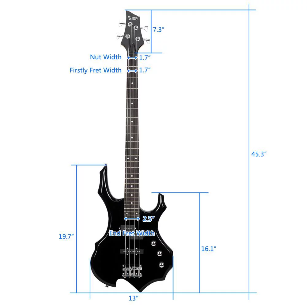 Glarry 4-String Adult Electric Bass Guitar Kit with Guitar Bag for Beginners
