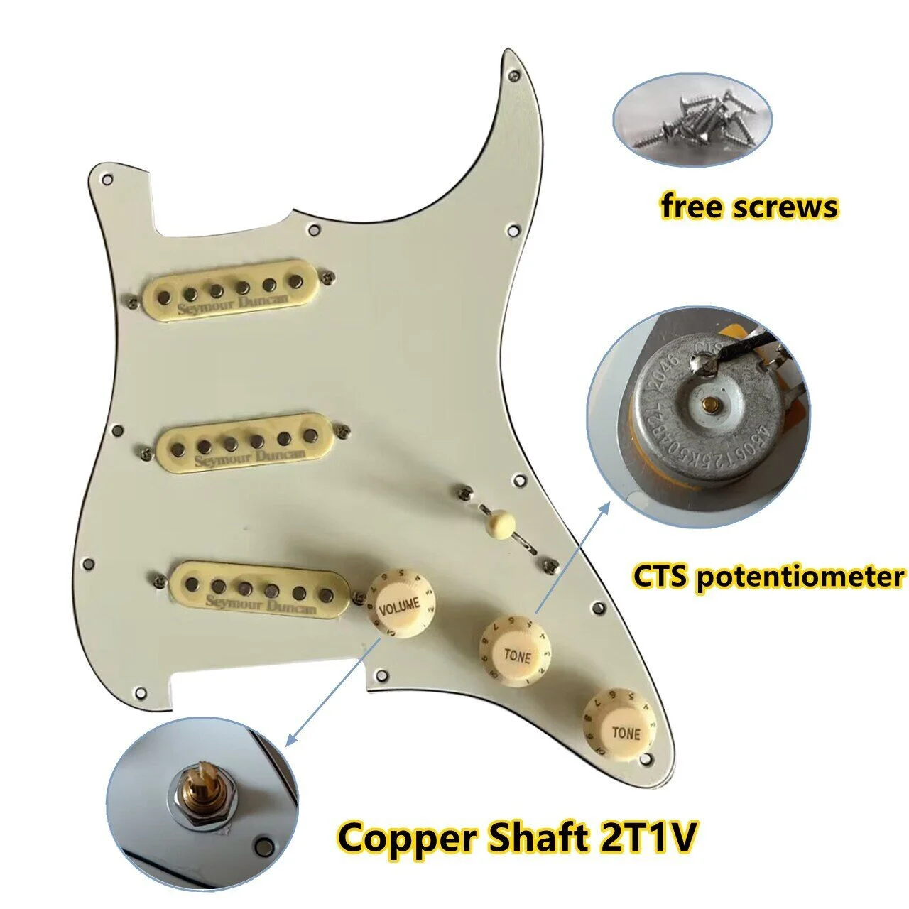 11-Hole SSS Prewired Loaded Pickguard Set with SSL1 Ainico 5 Pickups Set for Fender Squier Strat Electric Guitar 3Ply White