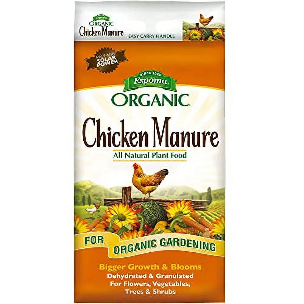 Espoma Organic Chicken Manure 25 lb. Bag. All Natural & Organic Fertilizer for All Flowers, Vegetables, Trees, and Shrubs. for Organic Gardening - 2 Pack