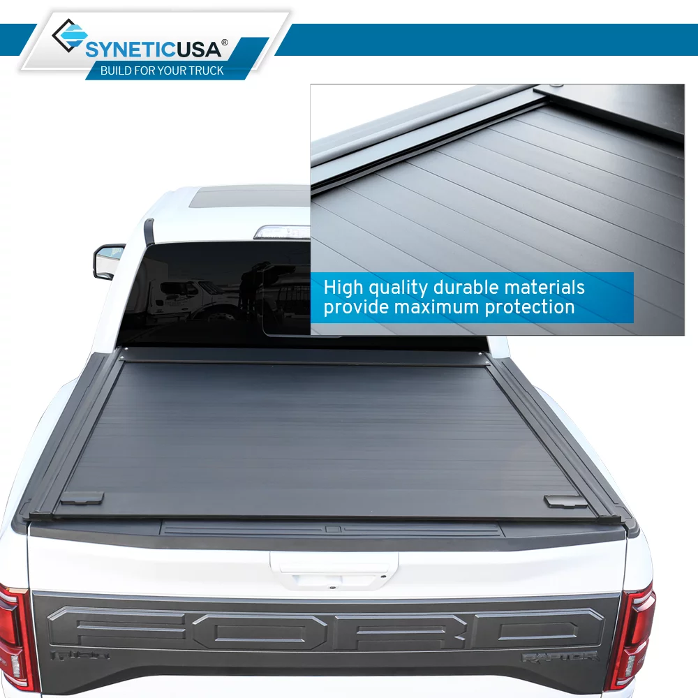 For 2004-2022 Ford F150 5.5ft Short Truck Bed Syneticusa Waterproof Retractable Hard Tonneau Cover Hard Aluminum Low Profile Design