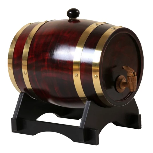 1.5L/3L Wood Wine Barrel Vintage Oak Brewing Accessories Wine Keg Large Capacity Container Tequila Wine Whiskey