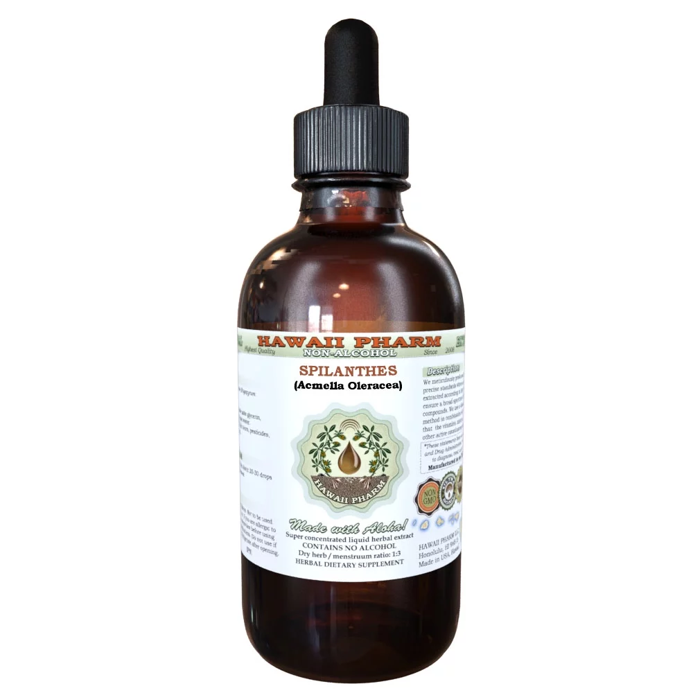 Spilanthes (Acmella oleracea) Glycerite, Organic Dried Leaf, Flowers and Stems Alcohol-Free Liquid Extract, Hong Xi Shui Cao, Glycerite Herbal Supplement 2 oz