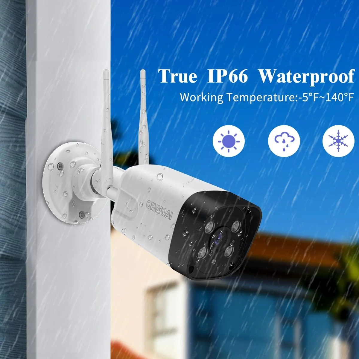 《2-Way Audio & 100ft Super Night Vision》 Dual Antennas Wireless Security Camera System Outdoor CCTV Cameras DVR Security System Wireless, Home Wi-Fi Video Surveillance NVR Kits
