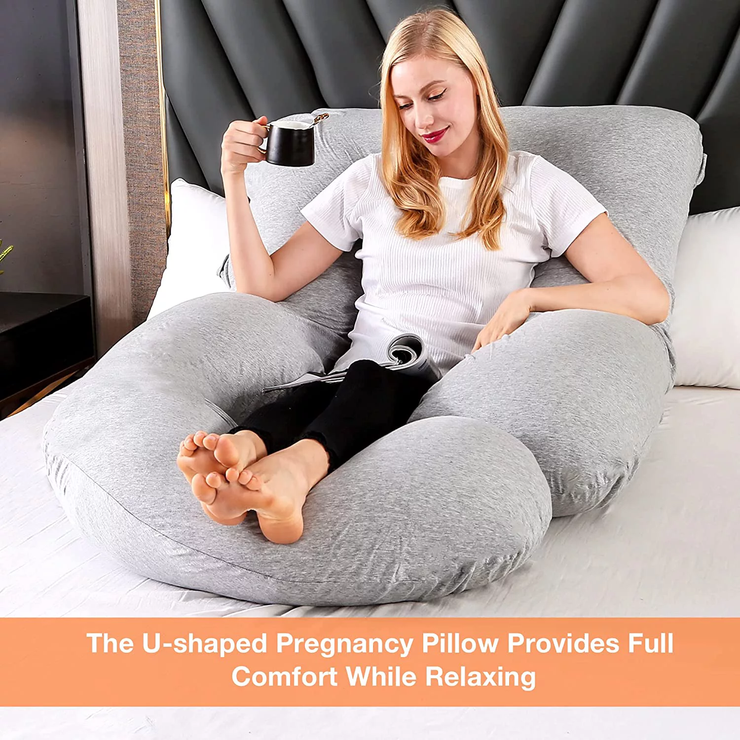 Chilling Home Pregnancy Pillows for Sleeping, U Shaped Body Pillow Pregnant Pillows for Sleeping Full Body Pillow, Maternity Pillows for Sleeping 55 inch Pregnancy Body Pillow with Velvet Cover