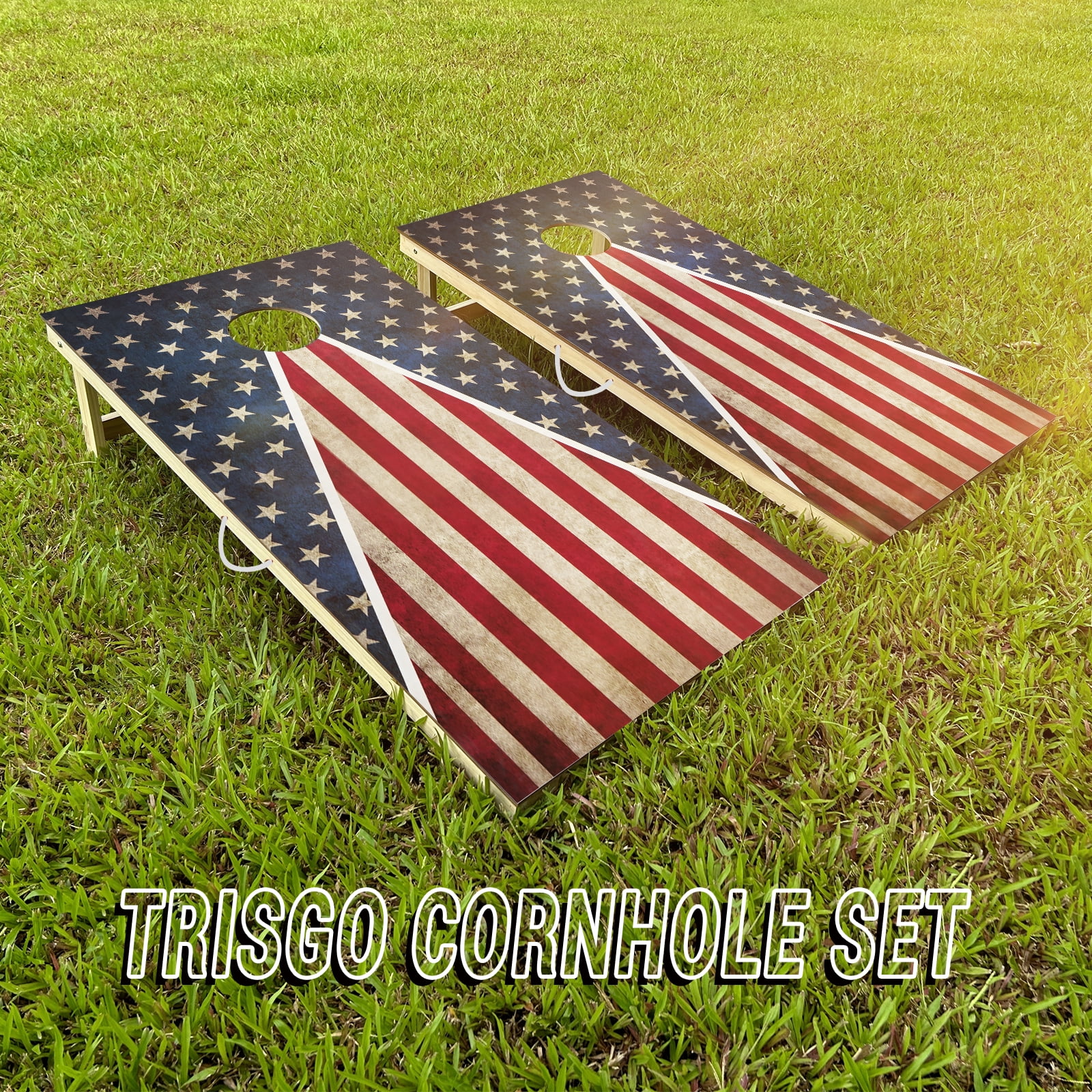 Cornhole Set, 4'x 2' Cornhole Boards Games Set, Solid Wood Corn Holes Outdoor Game, Corn Hole Game Set With Bags Regulation Size Includes 2 Boards, 8 Beans Bags , Perfect for Lawn