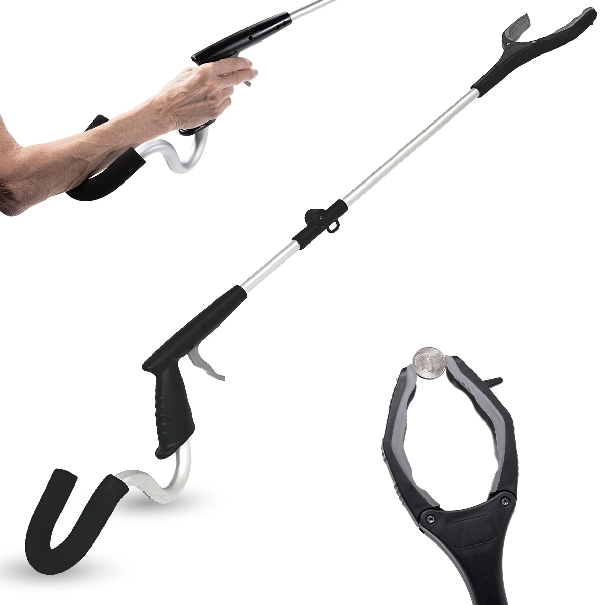 StrongArm Grabber Reacher Tool for Seniors: Ergonomic Support With Wrist Brace, Trash Picker Upper For Lifting Heavy Duty Objects, Daily Living Reaching Aids