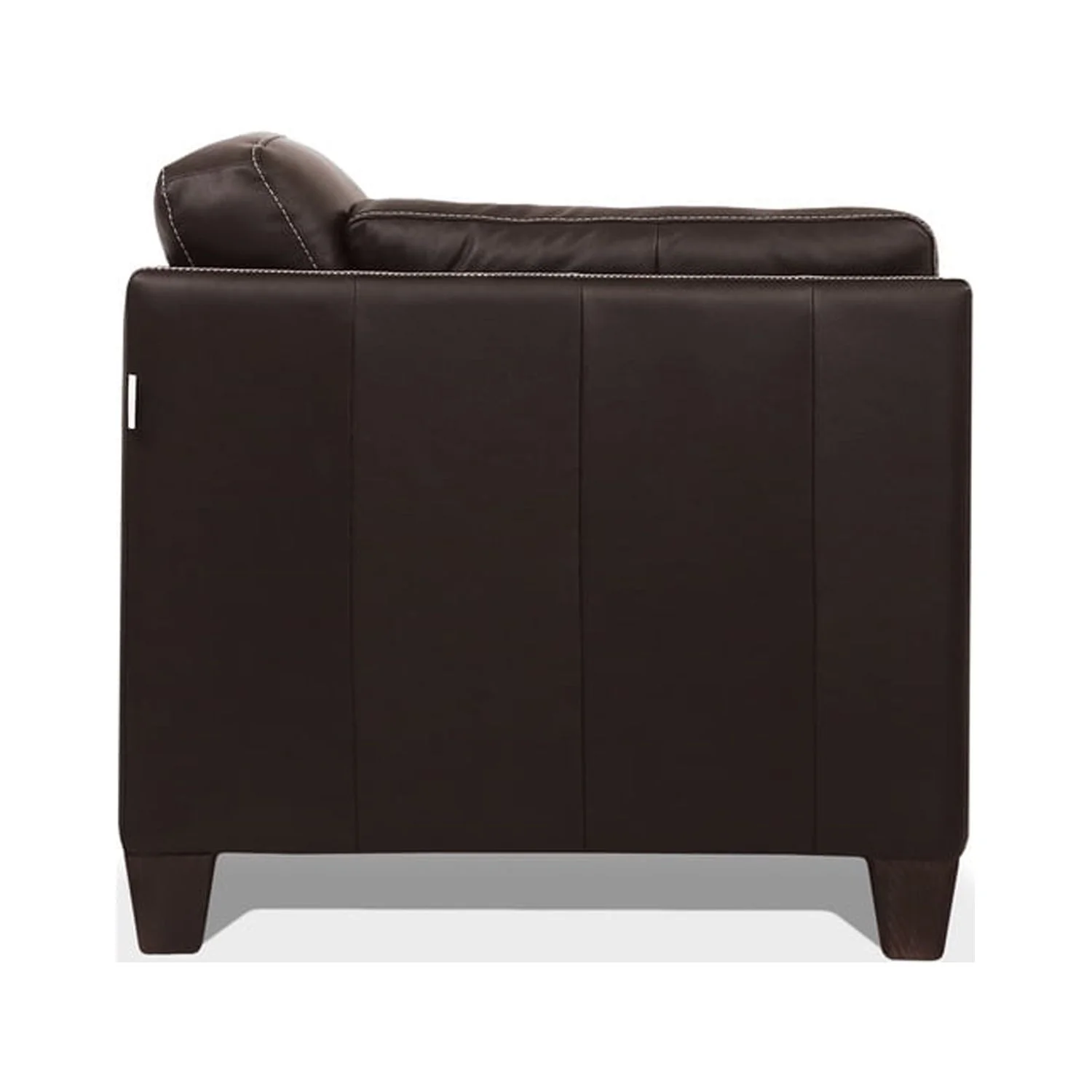 Benzara BM204383 Leatherette Loveseat with Sloped Armrests & Tapered Legs, Dark Brown
