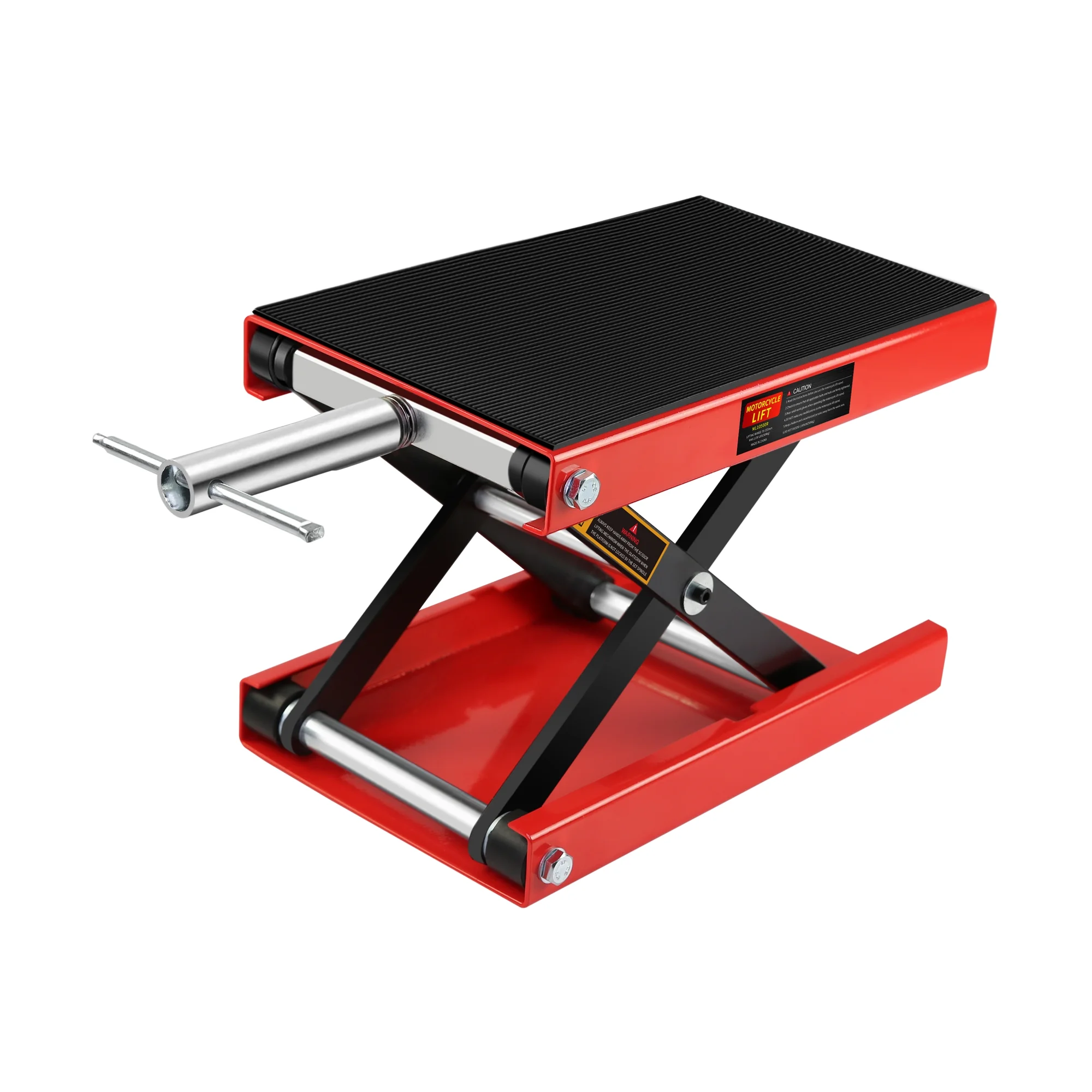 Motorcycle Lift Scissor Jack Steel Wide Deck Hoist Crank Center Stand 1100 LBS Capacity for Motorcycles, ATVs, Dirt Bikes