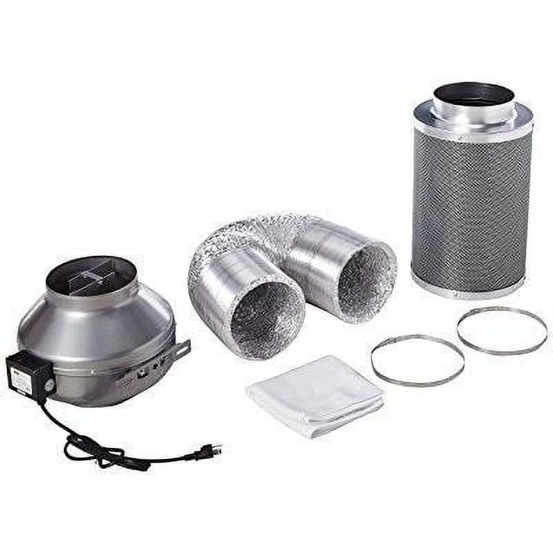 ipower 8 inch 745 cfm inline fan, with 8 inch carbon filter and 25 feet duct combo, 2 clamps included, grow tent ventilation system