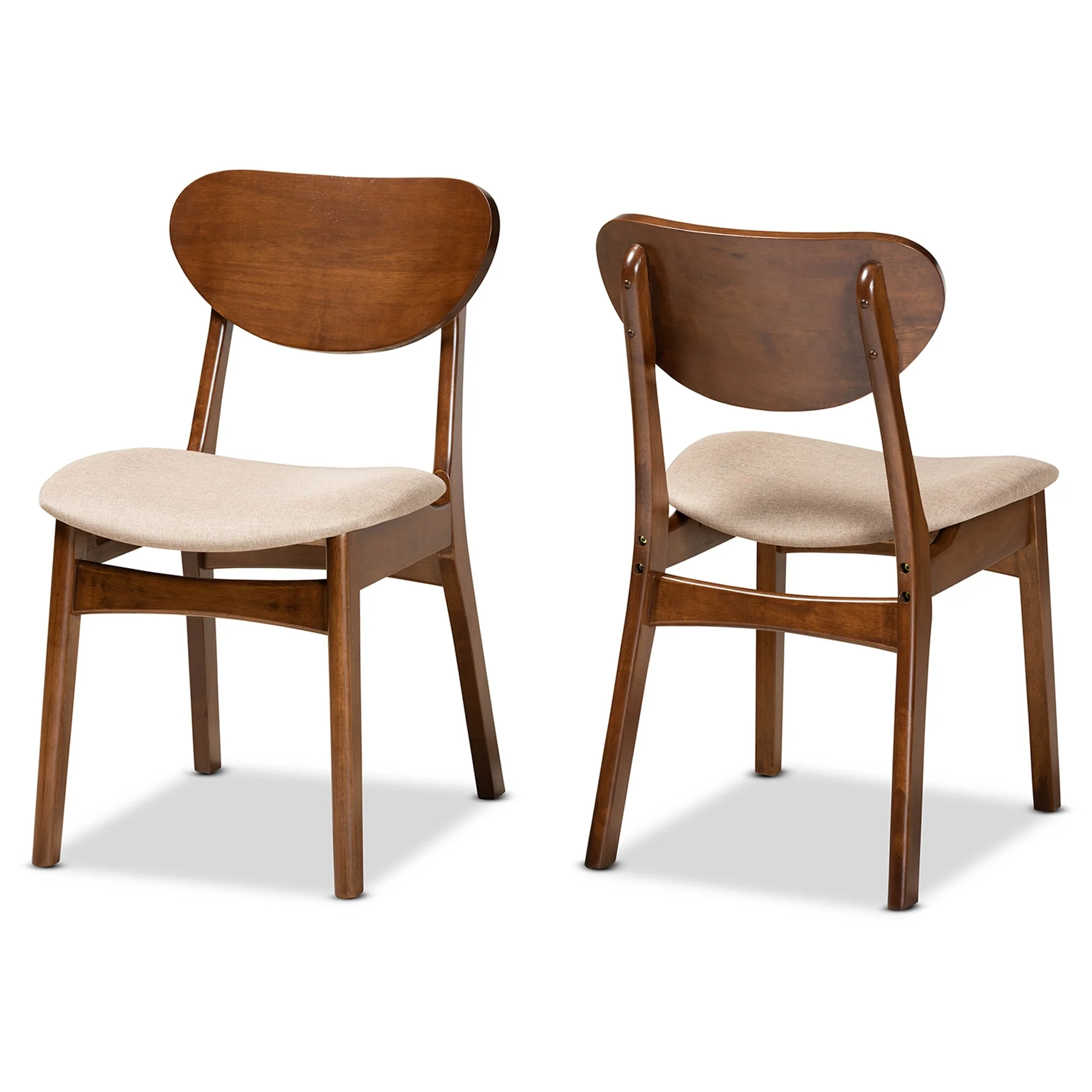 Baxton Studio Katya Mid-Century Modern 2-Piece Dining Chair Set Beige Upholstered Polyester