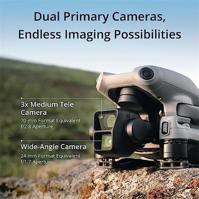 UNO1RC NM56317 Air 3 DJI RC-N2 Drone with Medium Tele & Wide-Angle Dual Primary Cameras