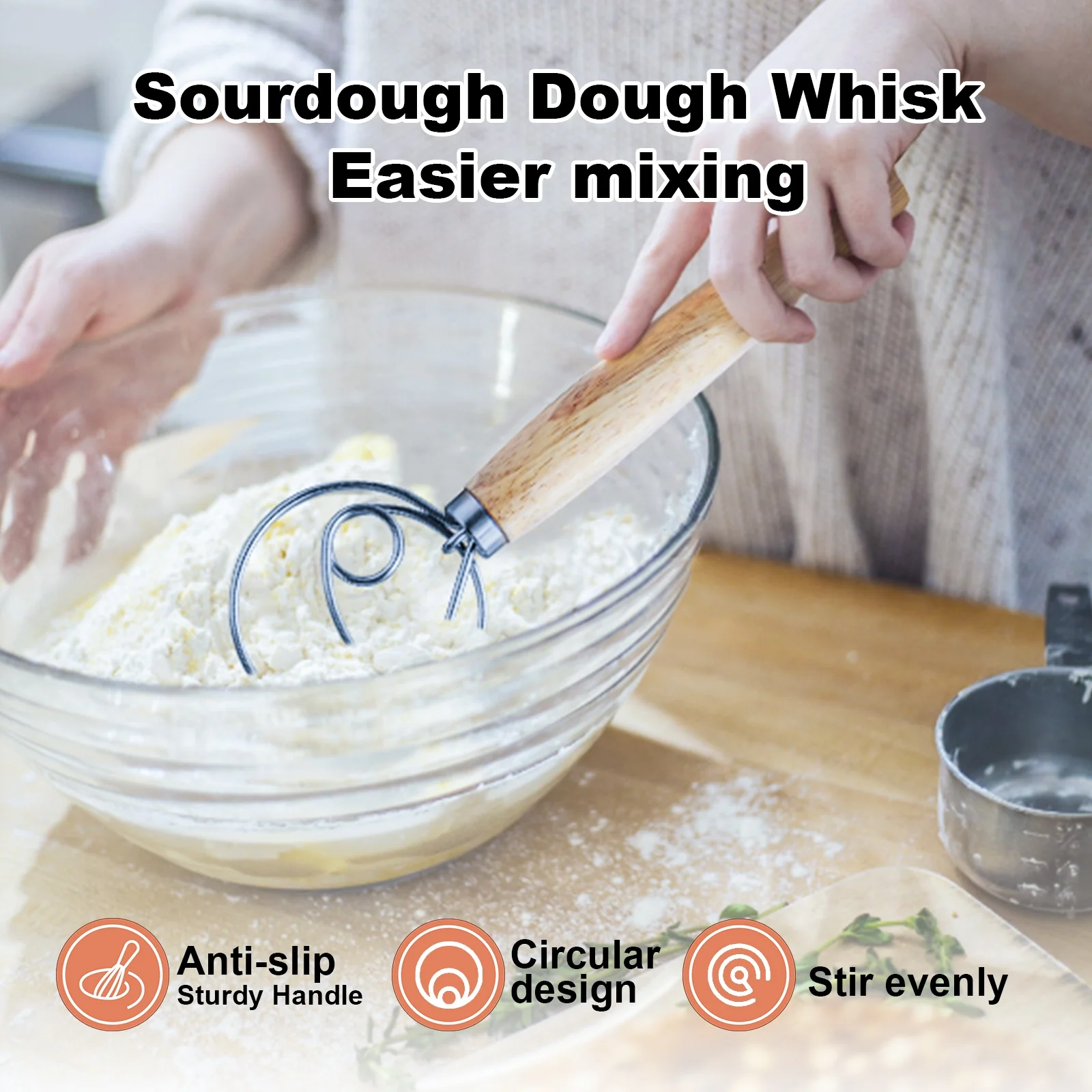 (5 Pcs) Sourdough Bread Baking Supplies Kit,Sourdough Starter Kit Including Silicone Bread Sling,Dough Scraper Basting,Dough Whisk,Basting Brush and Others