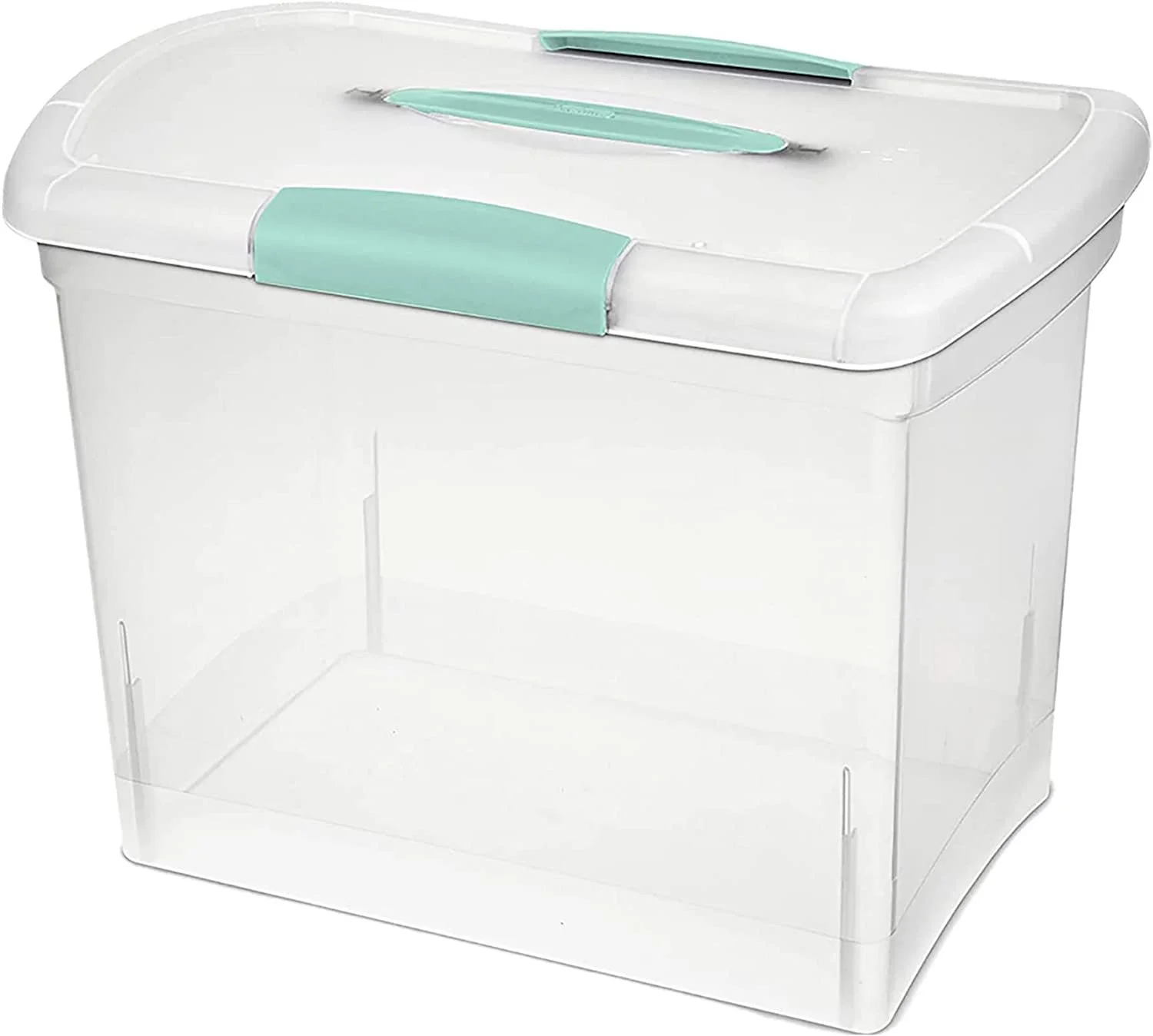 Sterilite Large Nesting ShowOffs Portable Clear Letter Size File Box with Latches for Documents, Pictures, or Schoolwork, 12 Pack