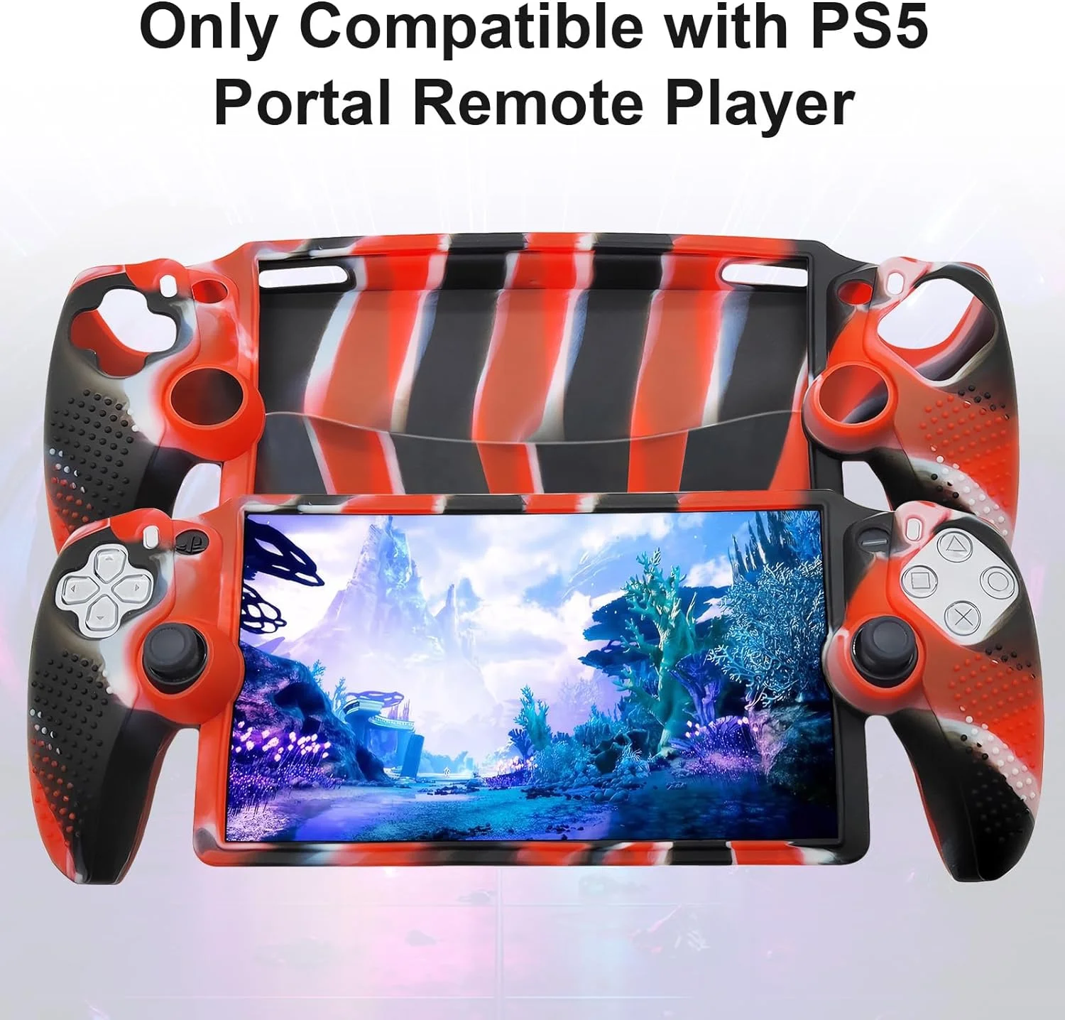 Microea for Sony Playstation Portal Case Silicone Non-Slip Anti-Fingerprint Scratch Shock-Absorption Soft Protective Skin Cover for Playstation Portal (Red)