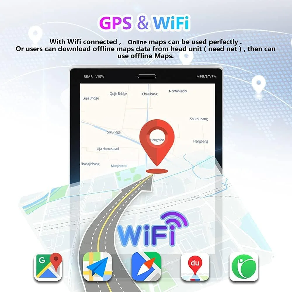 THONZER Android Car Stereo Double Din 9.5'' HD Moving Vertical Touch Screen in Dash Car Radio GPS Navigation Bluetooth, Multi Screen Display, Mirror Link, WiFi, SWC, USB, Rear Camera 2 Din Radio