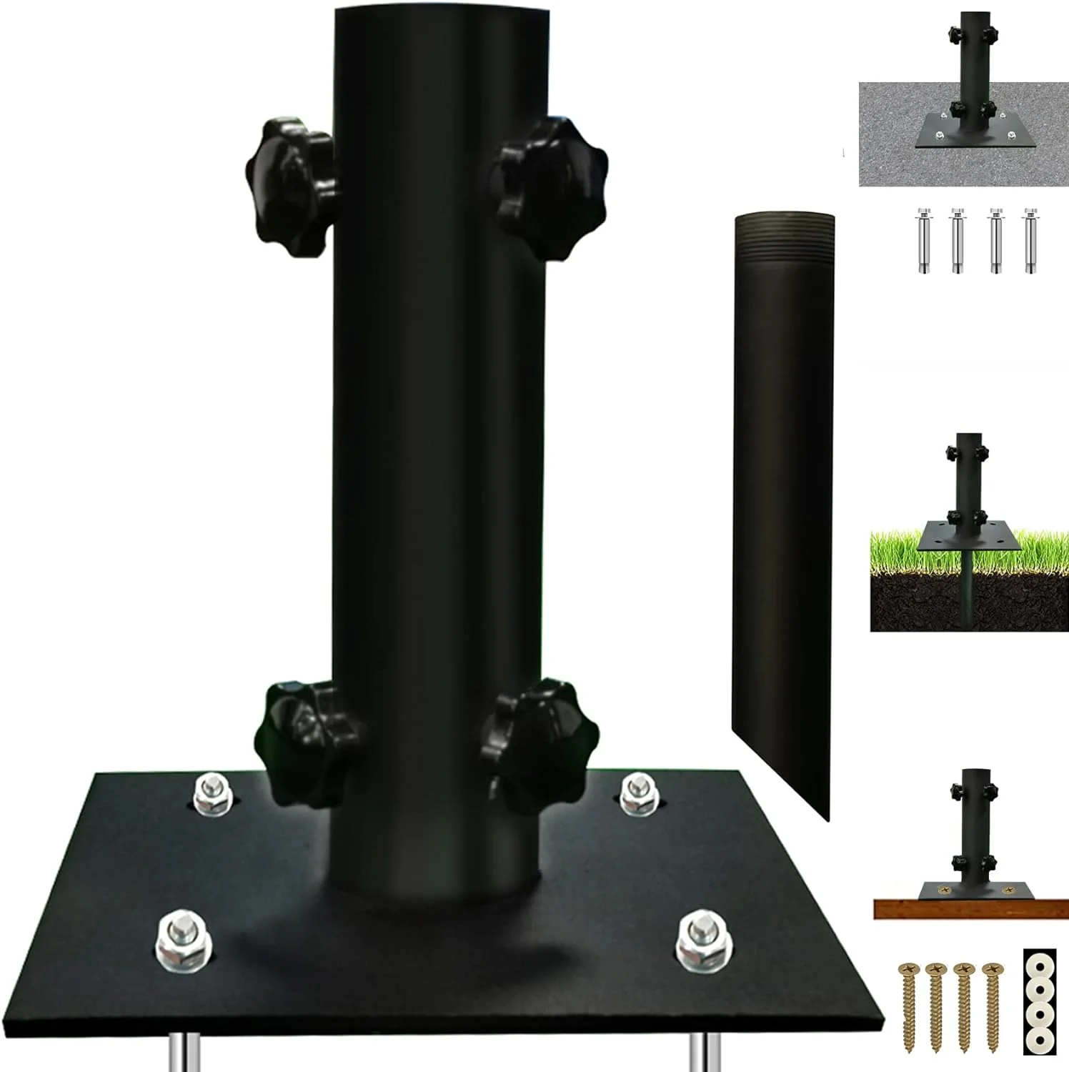 Patio Umbrella Stand Multifunctional, Lawn Design with Ground Spike Fixing, Easy to Carry, Table Umbrella Base for Multiple Scenes, Patio/Garden/Deck Porch.