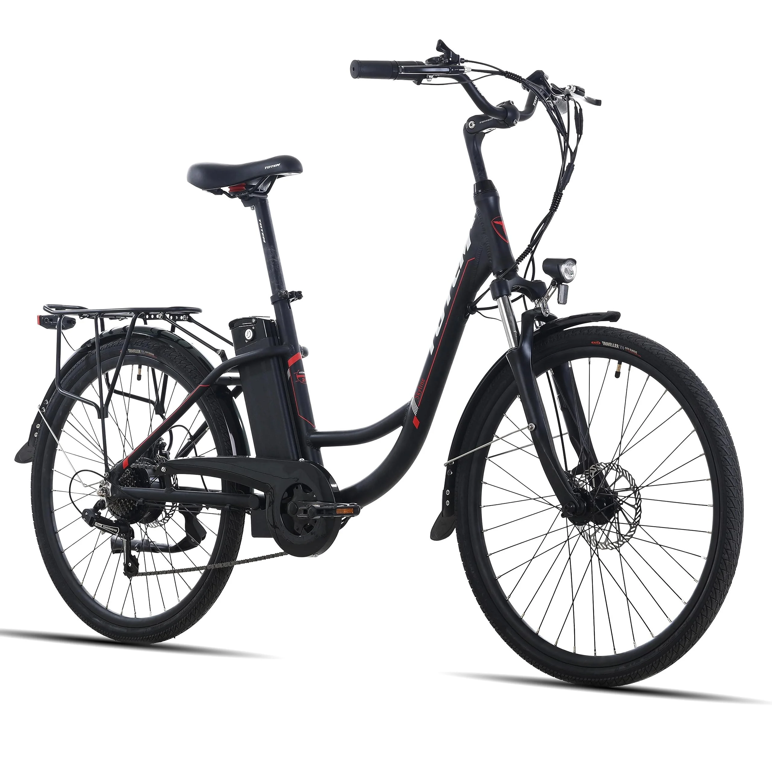 Ltmate Skyline Electric Bike for Adults, 26” Ebike 350W Powerful Motor, 36V 10.4Ah Removable Battery Electric Cruiser Bike, Shimano 7-Speed Gears, Electric City Commuter Bike,Black