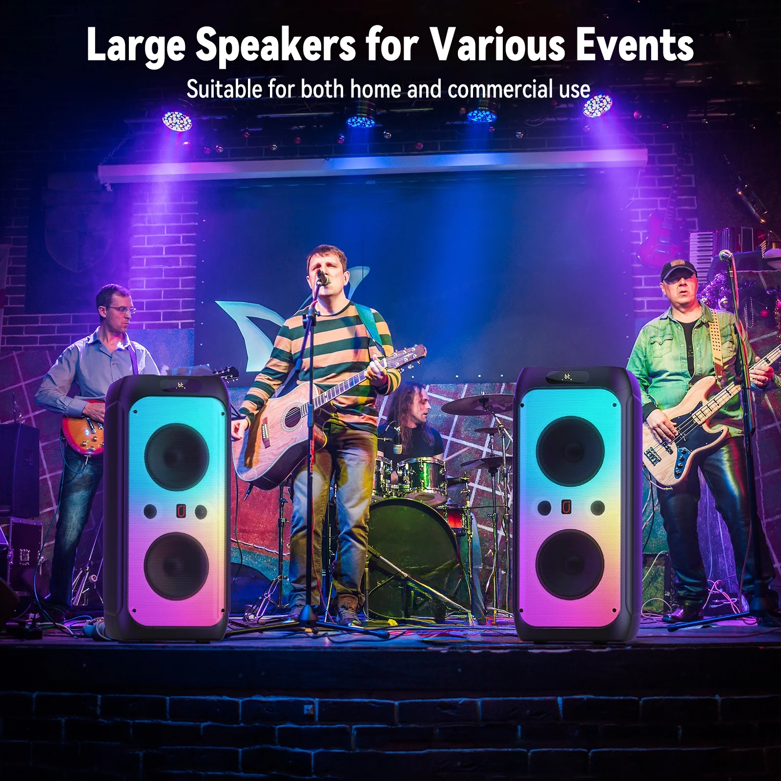 JYX Large Karaoke Machine for Adult, 300W Multifunction Karaoke System with 2 Wireless Microphone, PA Speaker with LED Disco Light for Party