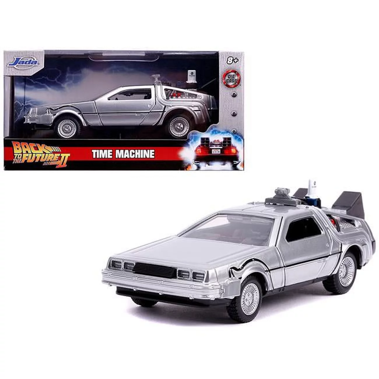 Jada DeLorean DMC Time Machine Silver Back to the Future Part II 1989 Movie Hollywood Rides Series 1 by 32 Diecast Model Car