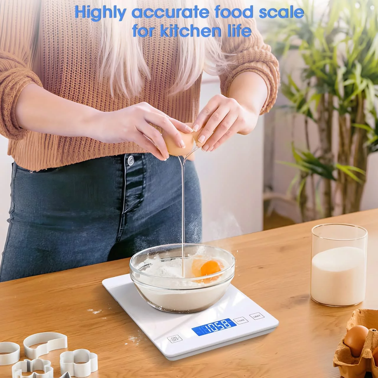 SUGIFT Digital Food Scale, 22lb Kitchen Scale Weight Grams and oz, 1g/0.1oz Precise Graduation for Baking, Cooking and Coffee-White