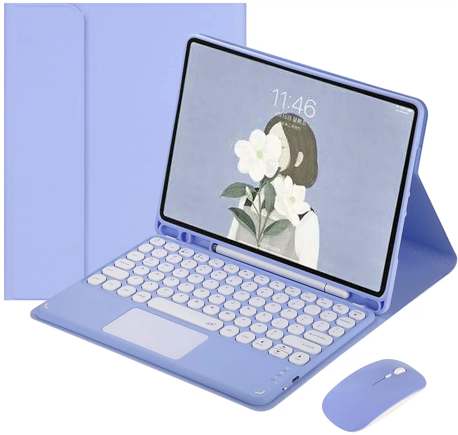 Touch Keyboard for iPad Air 5th Gen 2022 / 4th Generation Color Keyboard Case with Mouse Cute Round Key TouchPad Detachable Keyboard for iPad Air 5 4 10.9 inch