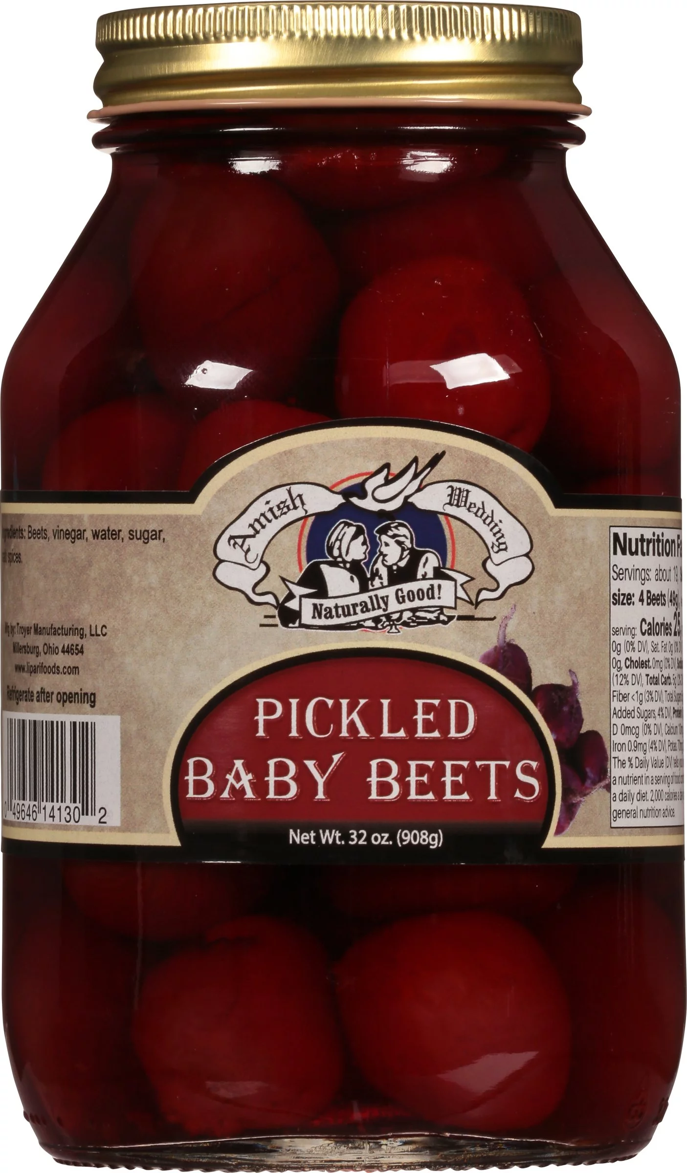 Amish Wedding Pickled Baby Beets Ready to Eat USA Made 32 Oz Glass Jar