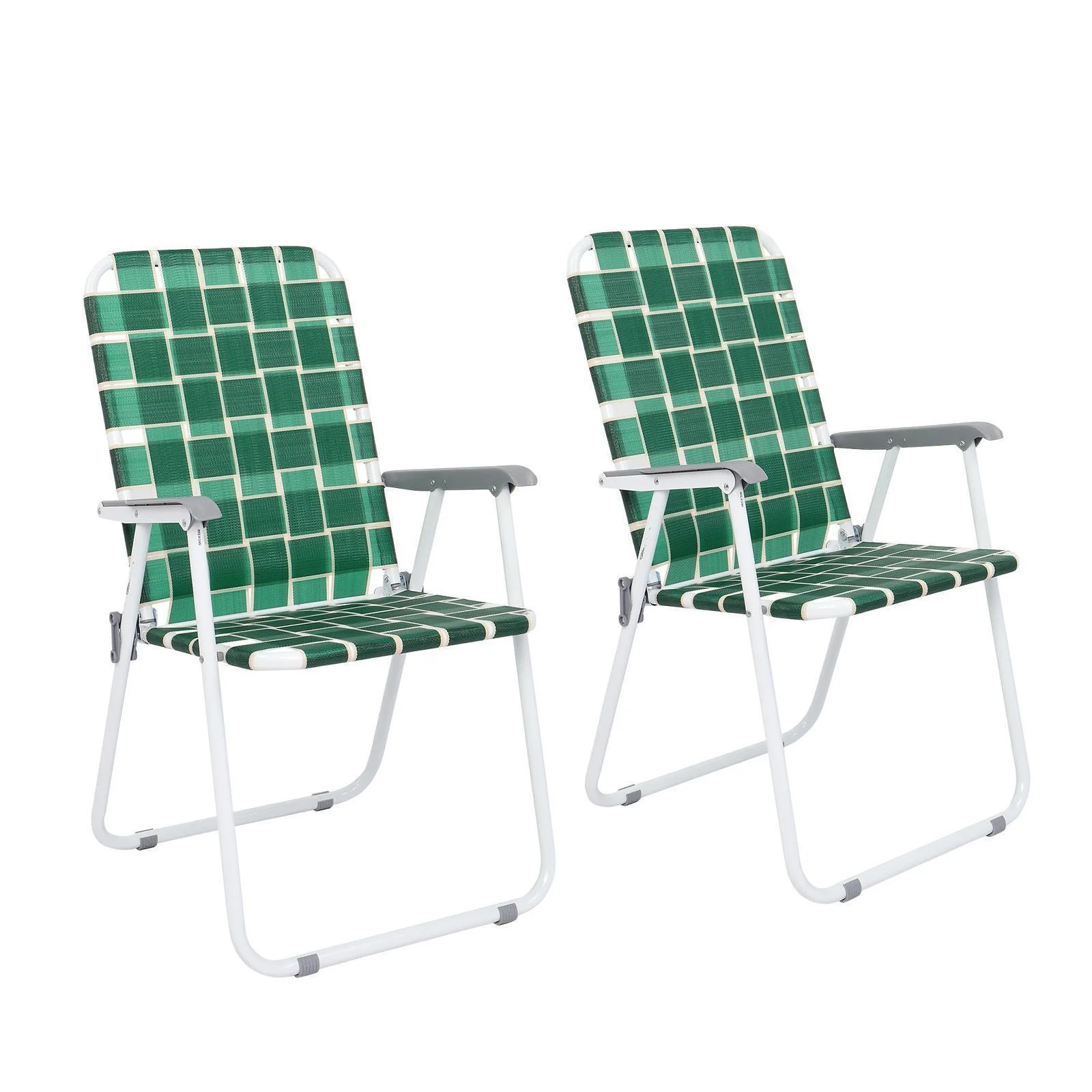 2 Pack Folding Web Chair Beach Chair Lawn Patio Webbed Strap Furniture