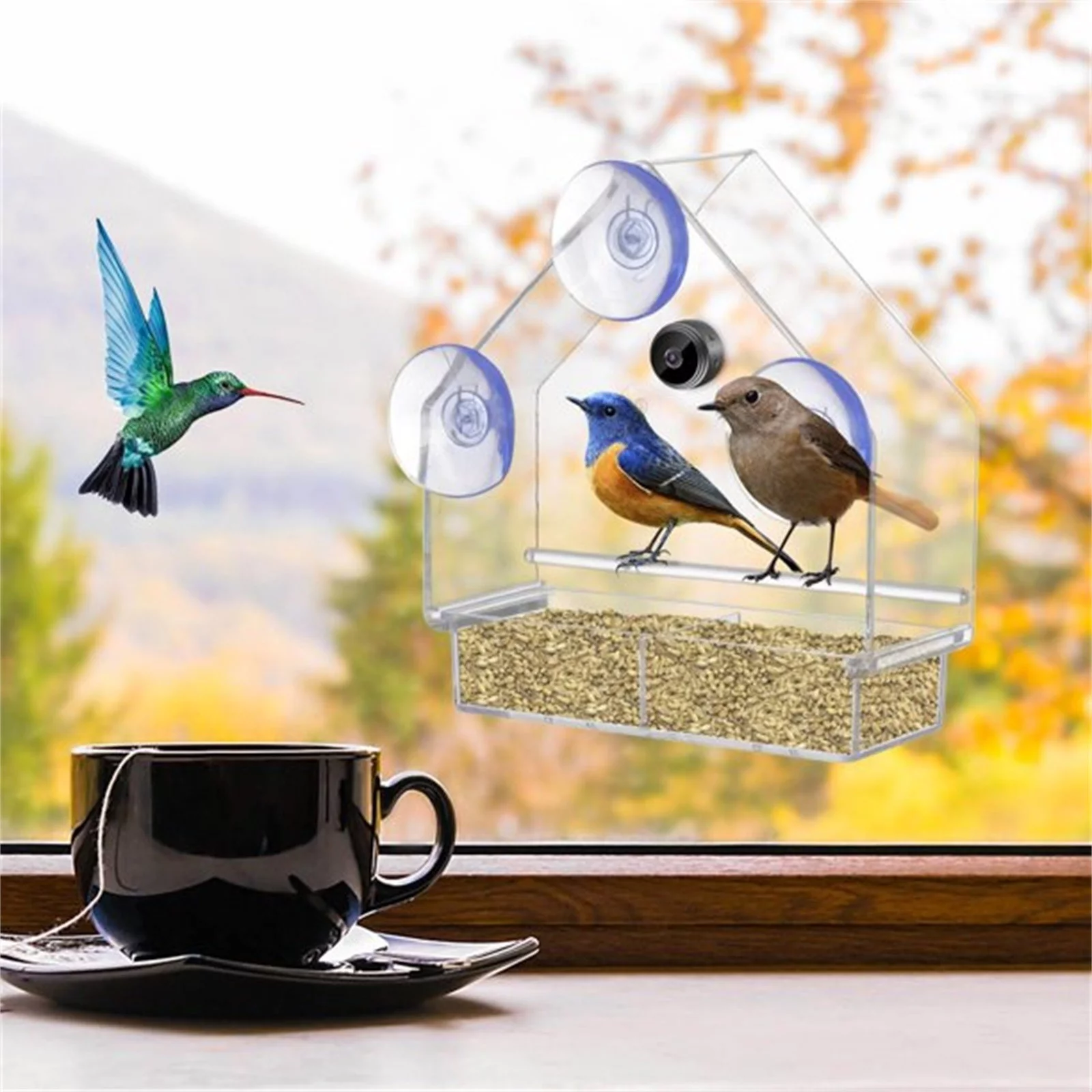 ZiSUGP Bird Feeder With Camera HD 1080P Night Version Camera WiFi Remote Connection To Mobile Phone For Outdoor Bird Watching Photos Bird Lovers Hummingbird Houses for outside