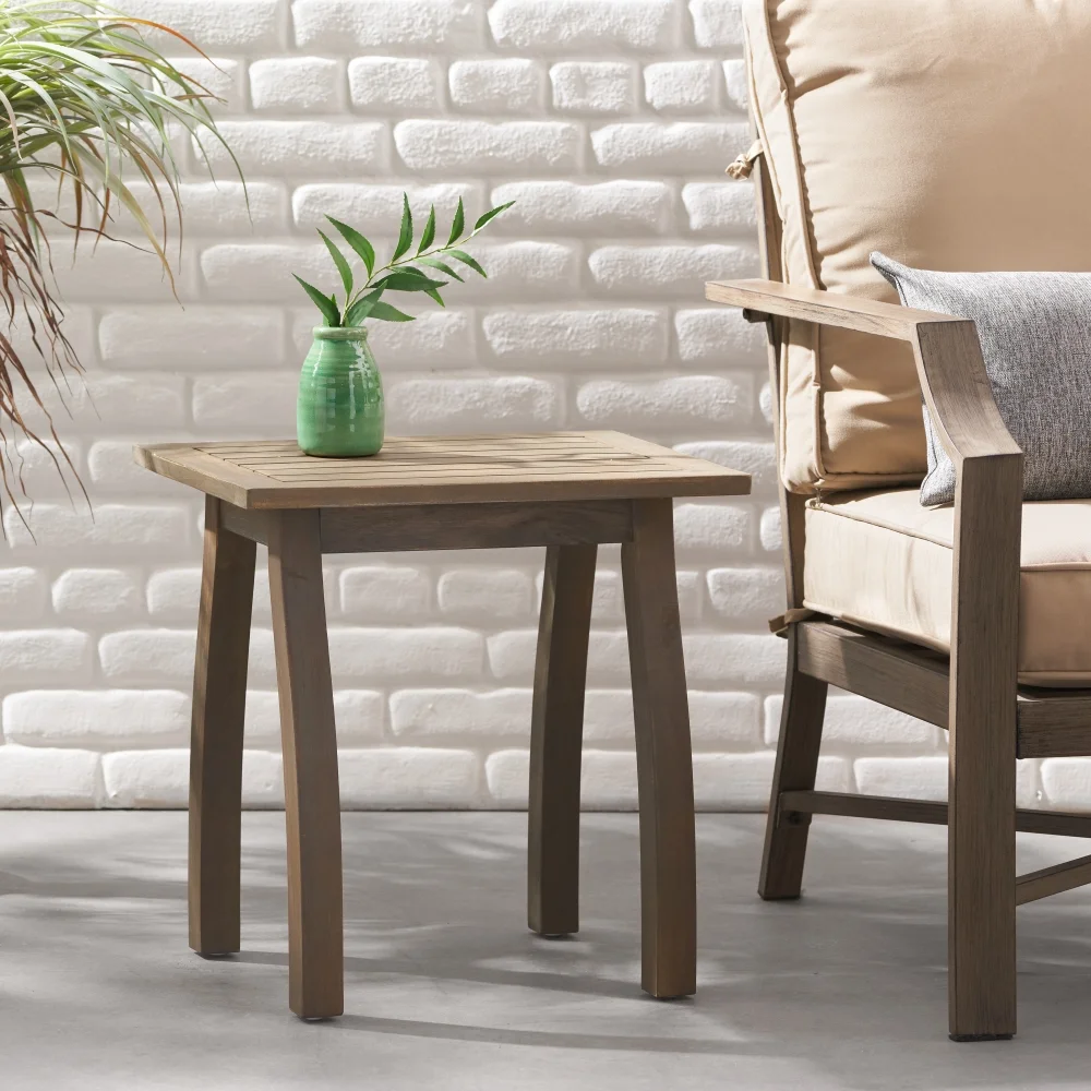 MIDODOOutdoor Adirondack Side Table, Acacia Wood Square End Table Patio Table, for Backyard, Front Porch