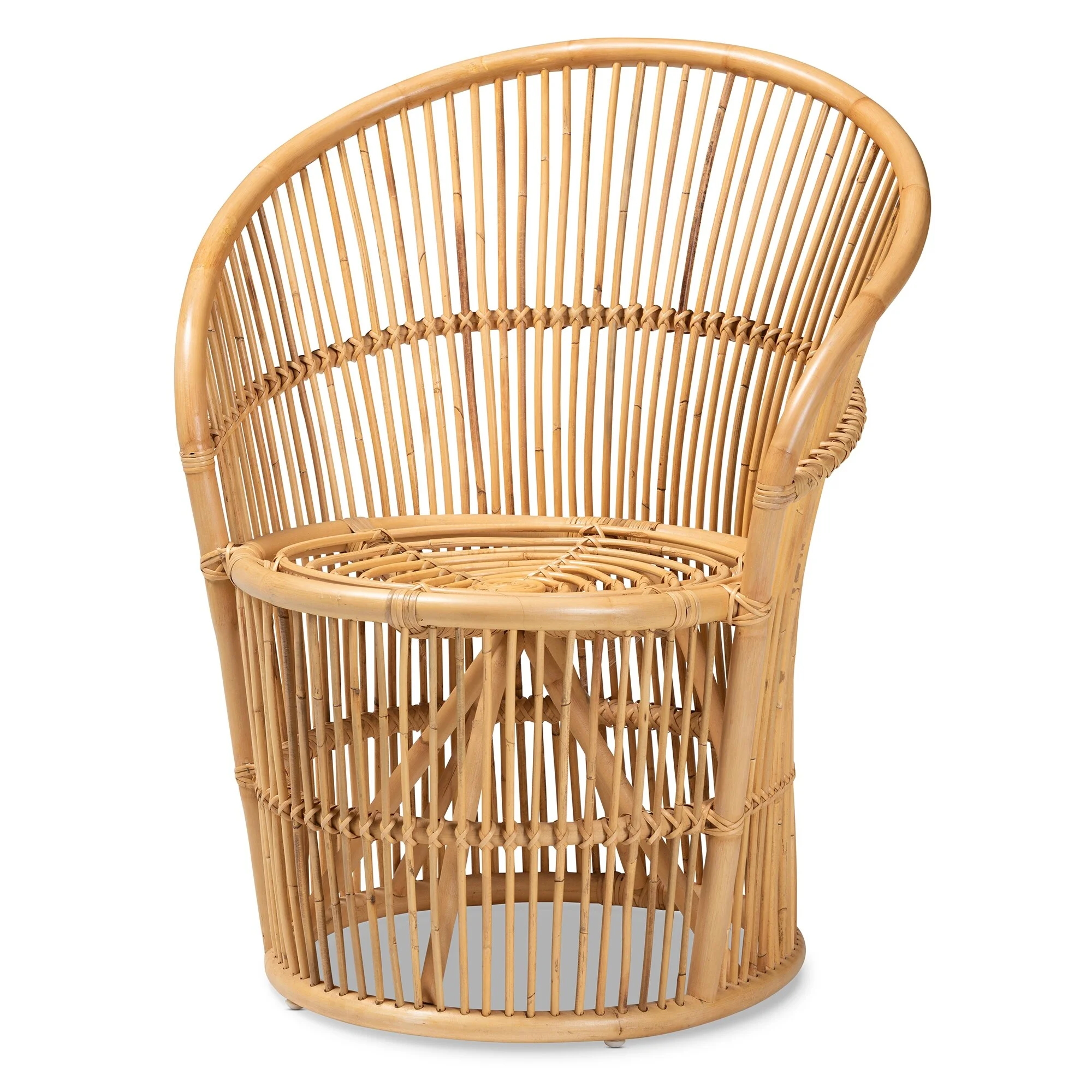 bali & pari Narva Modern Bohemian Natural Brown Rattan Accent Chair