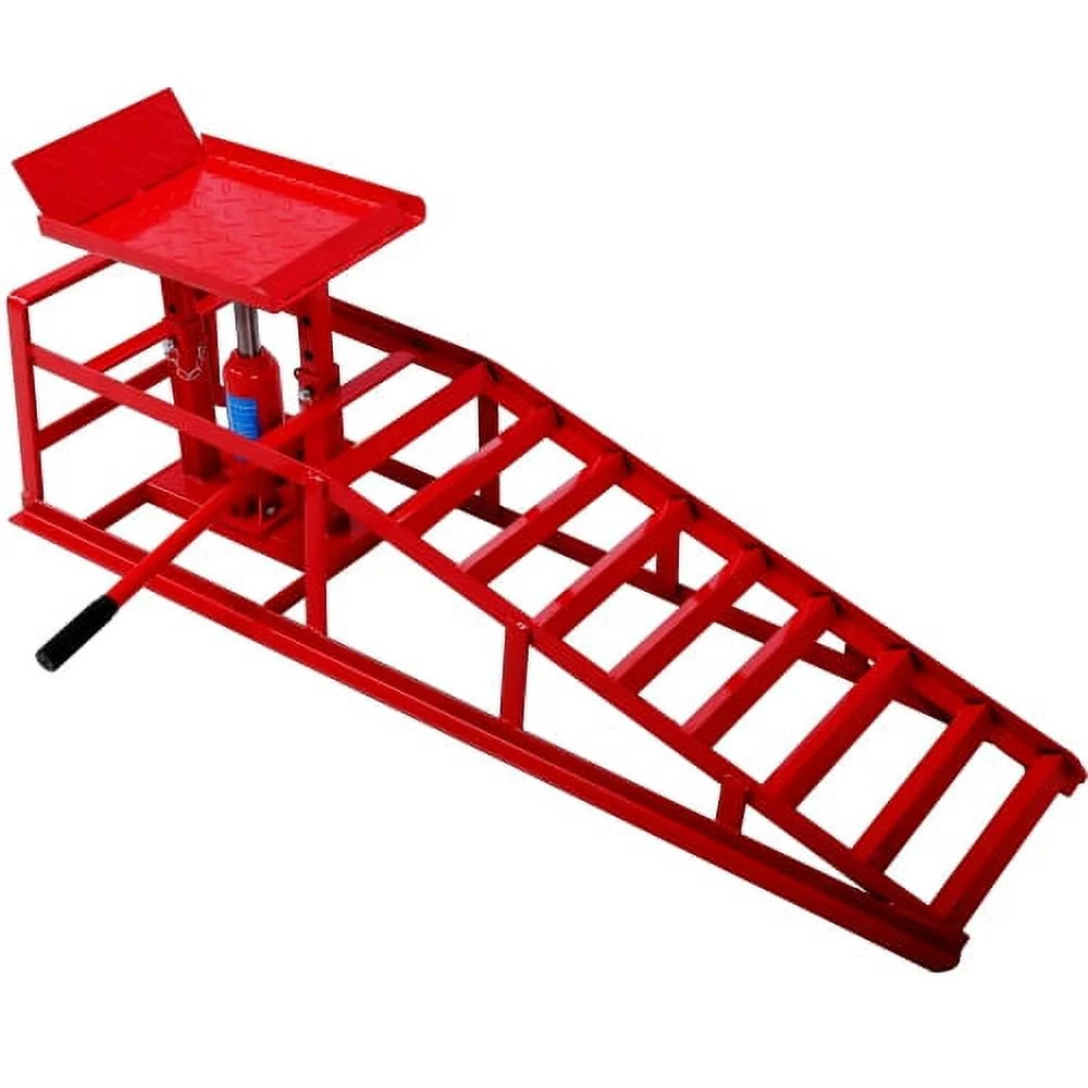 Auto Car Truck Service Ramps Lifts, Garage Car Lift Hydraulic Ramps Black 5 Ton,Automotive Hydraulic Lift Repair Frame Lift(2 Pack) red