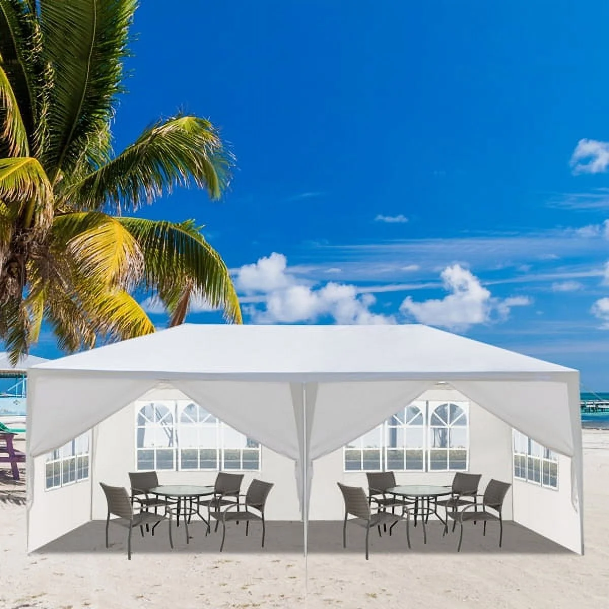 ZYJSQ 10'x20' Ez Pop up Wedding Party Tent White W/6 Sides